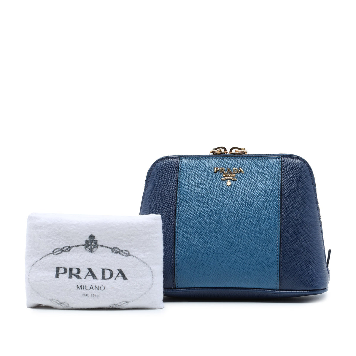 Prada Bicolor Saffiano Dome Clutch
