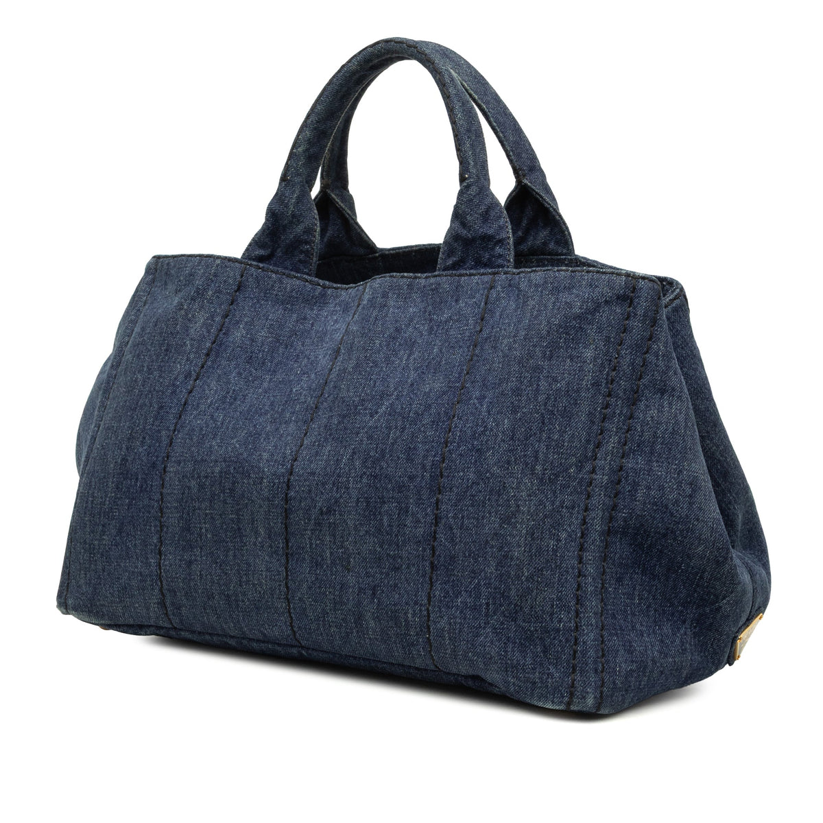 Prada Denim Canapa Logo Tote — Blue