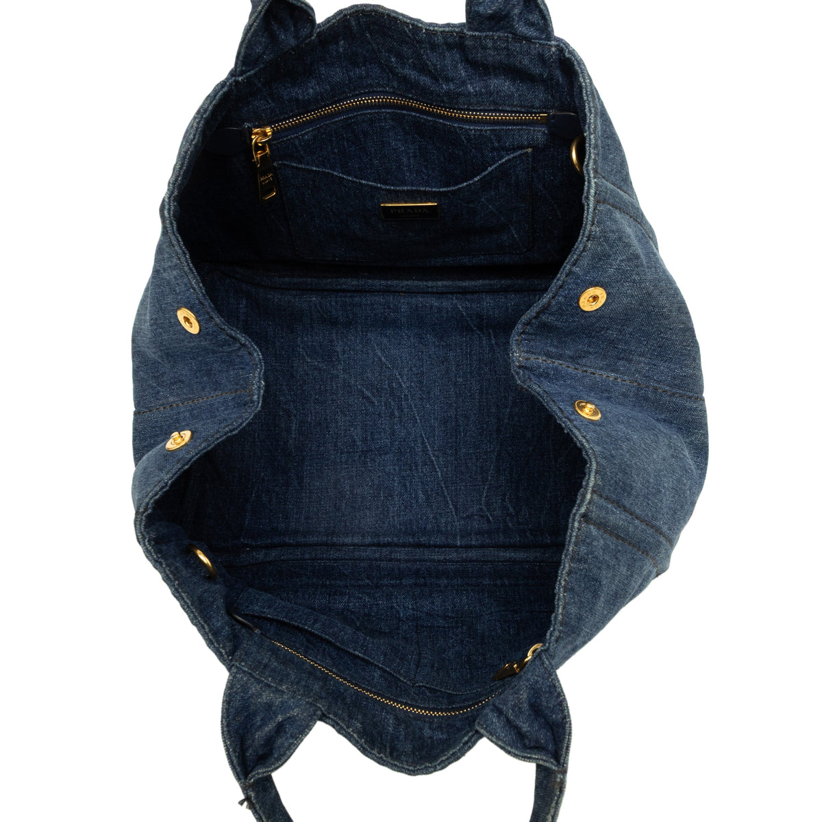 Prada Denim Canapa Logo Tote — Blue
