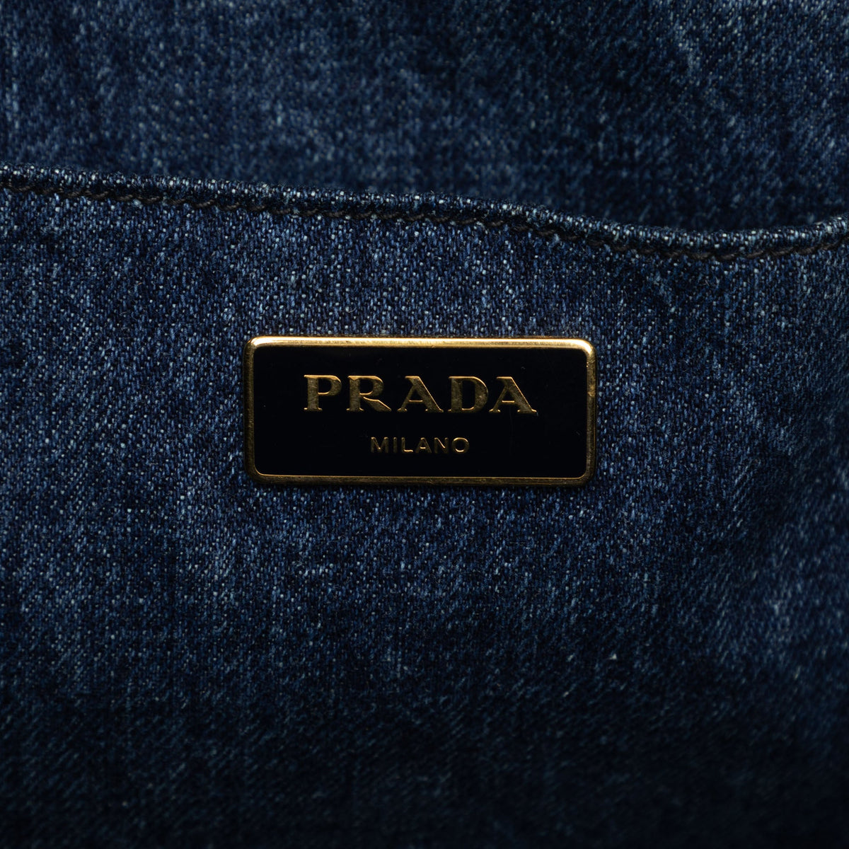 Prada Denim Canapa Logo Tote — Blue