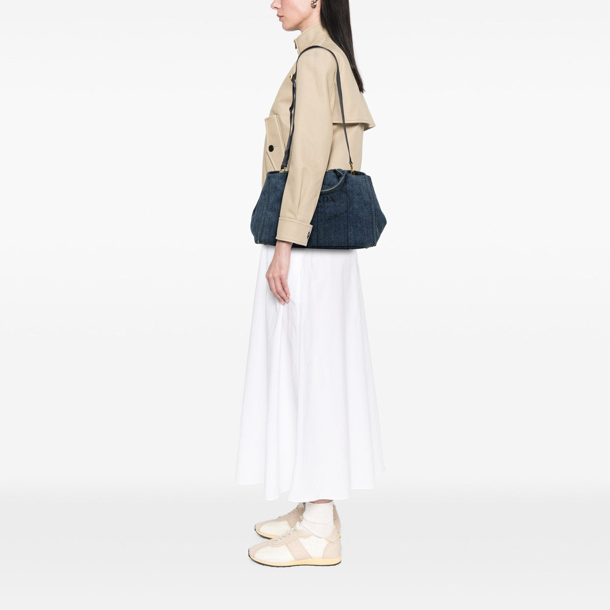 Prada Denim Canapa Logo Tote — Blue
