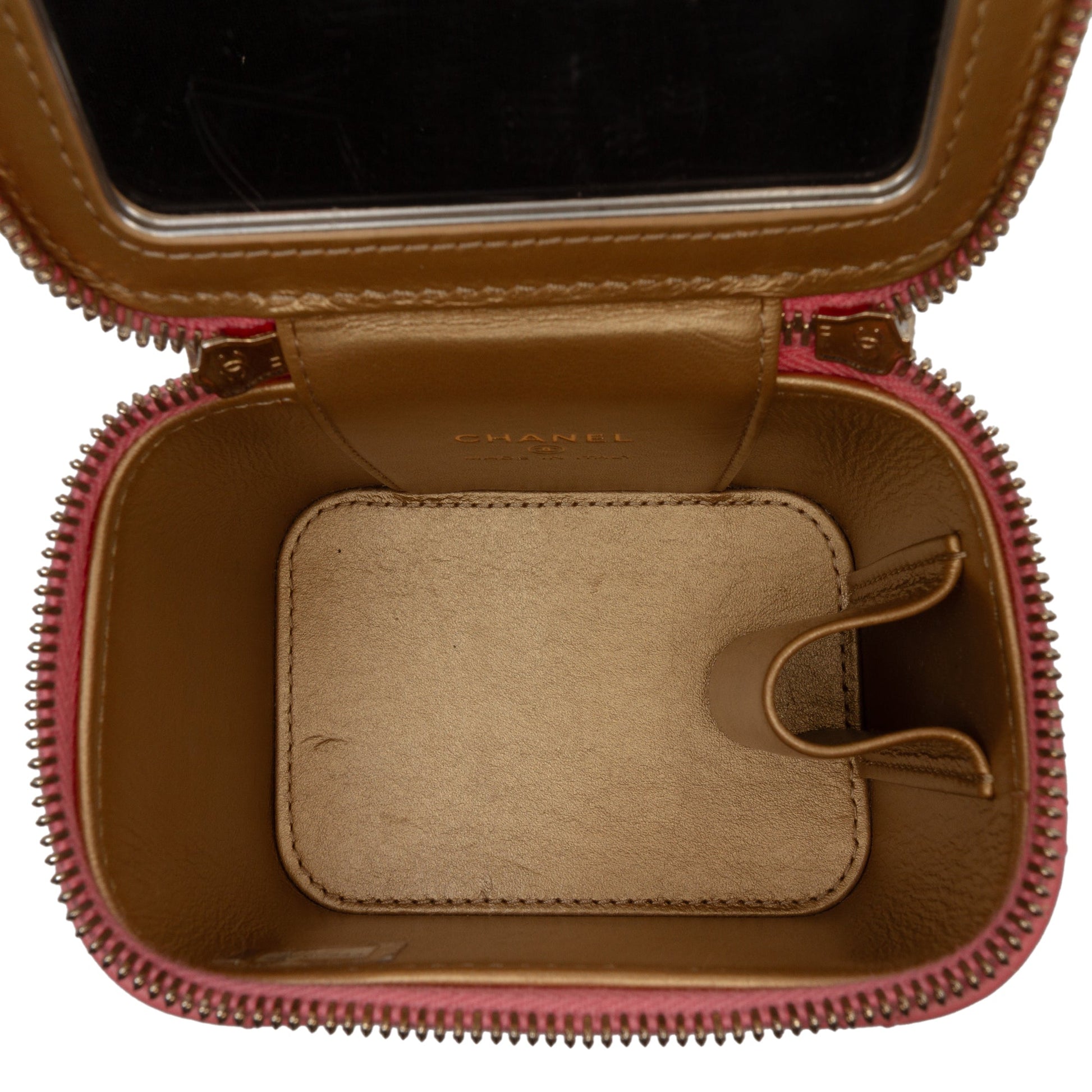 Chanel Mini Quilted Lambskin Pearl Crush Vanity Case With Chain