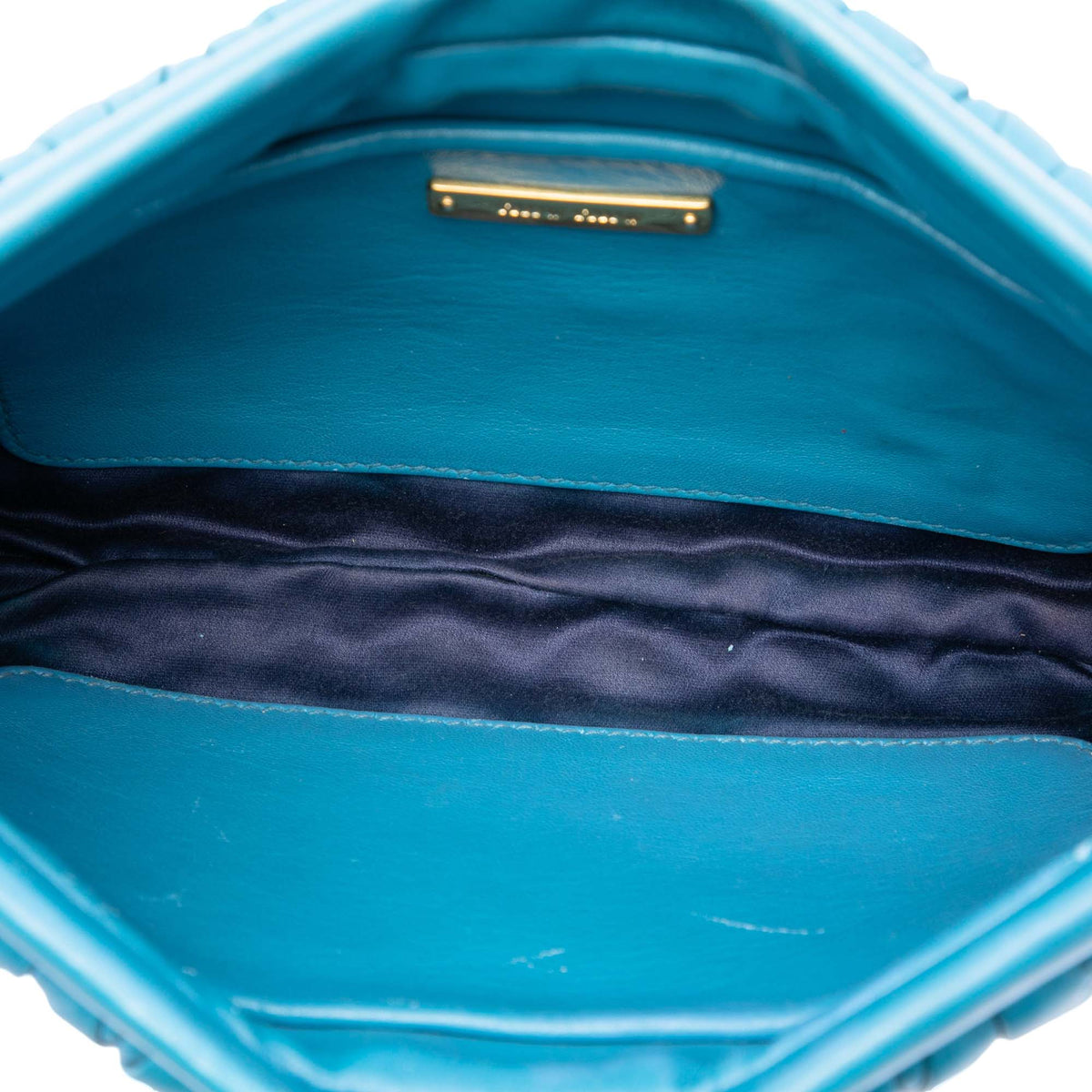 Miu Miu Matelasse Nappa Frame Clutch with Strap — Blue