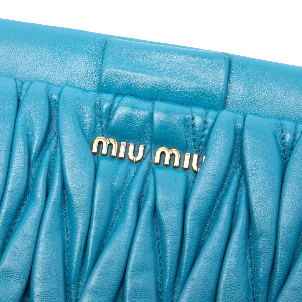 Miu Miu Matelasse Nappa Frame Clutch with Strap — Blue