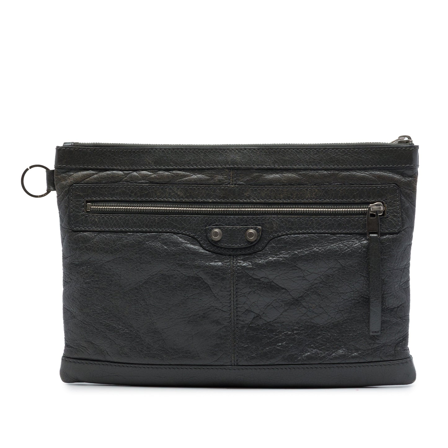 Balenciaga Lambskin Motocross Classic Clip Clutch M