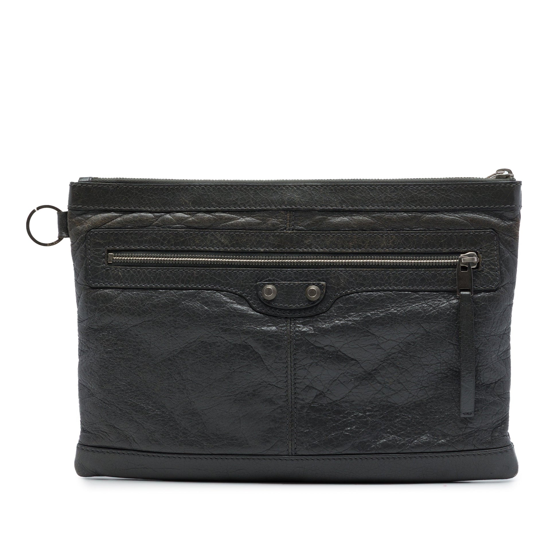 Balenciaga Lambskin Motocross Classic Clip Clutch M