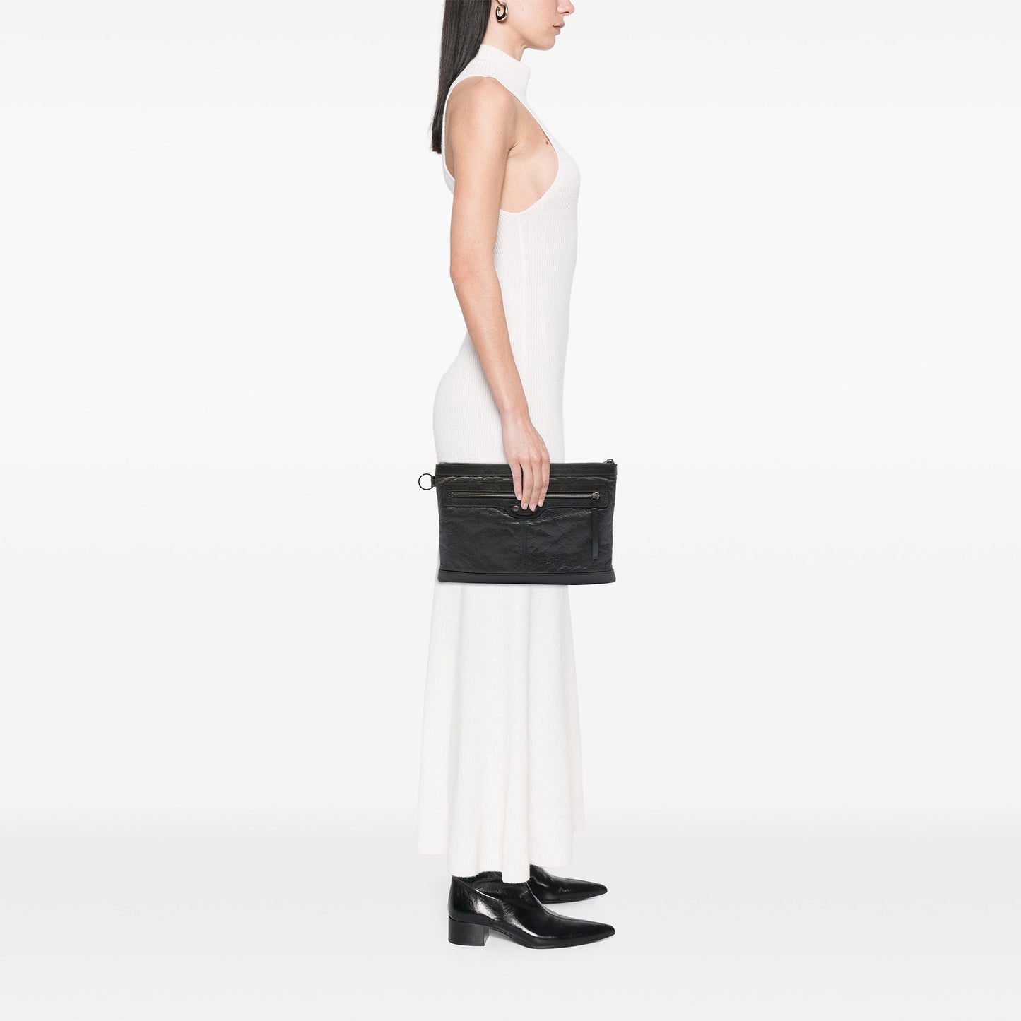 Balenciaga Lambskin Motocross Classic Clip Clutch M