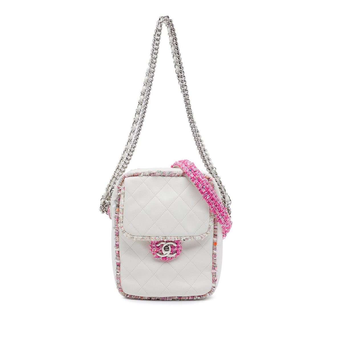 Chanel Quilted Lambskin and Tweed Elegant Satchel