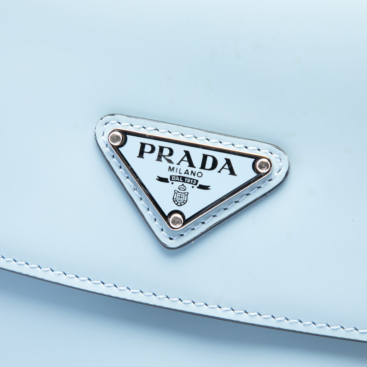 Prada Medium Spazzolato Leather Cleo Flap Crossbody — Blue