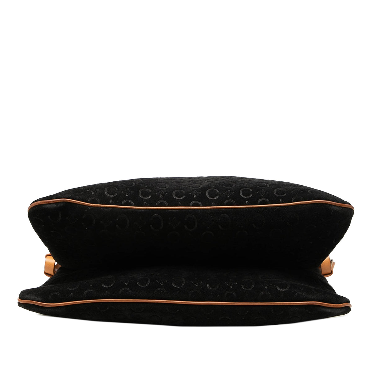 Celine C Macadam Suede Double Zip Shoulder Bag — Black
