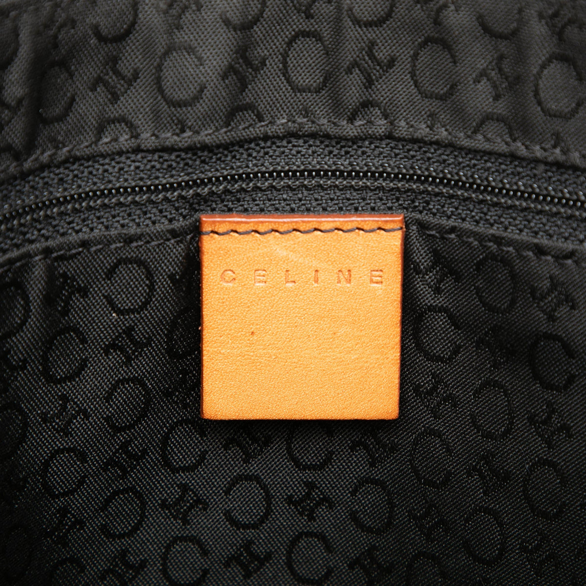 Celine C Macadam Suede Double Zip Shoulder Bag — Black
