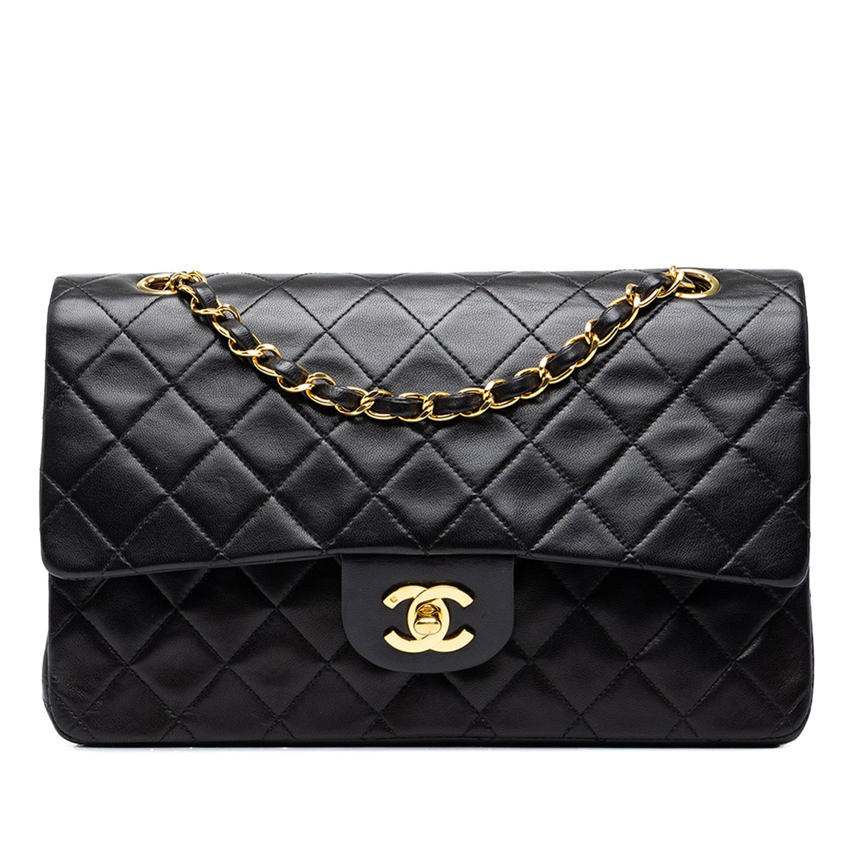 Chanel Medium Classic Lambskin Double Flap — Black
