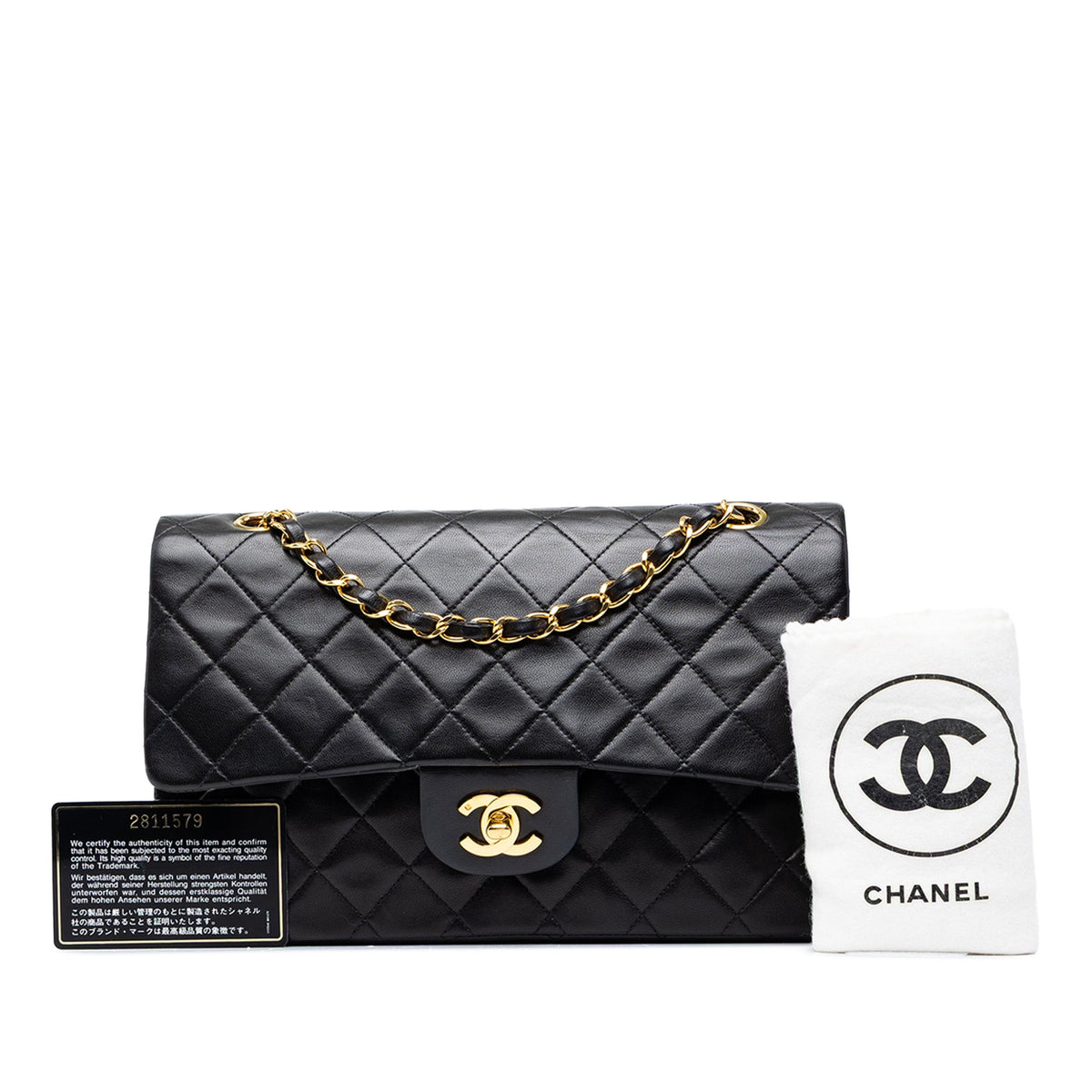 Chanel Medium Classic Lambskin Double Flap — Black