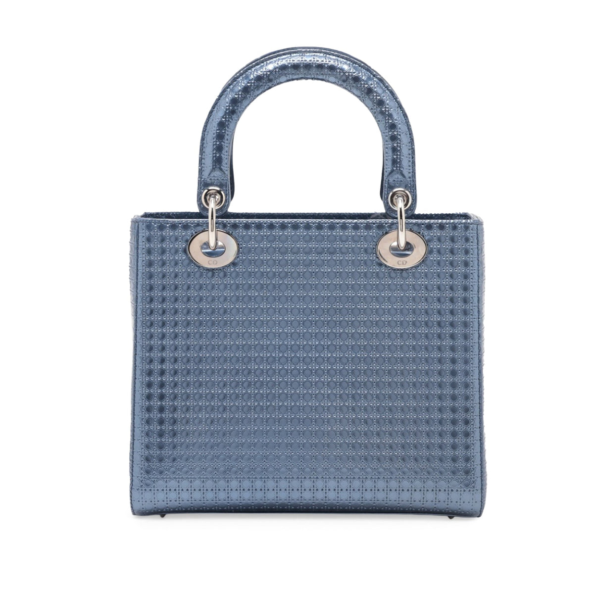 Dior Medium Metallic Patent Microcannage Lady Dior — Blue