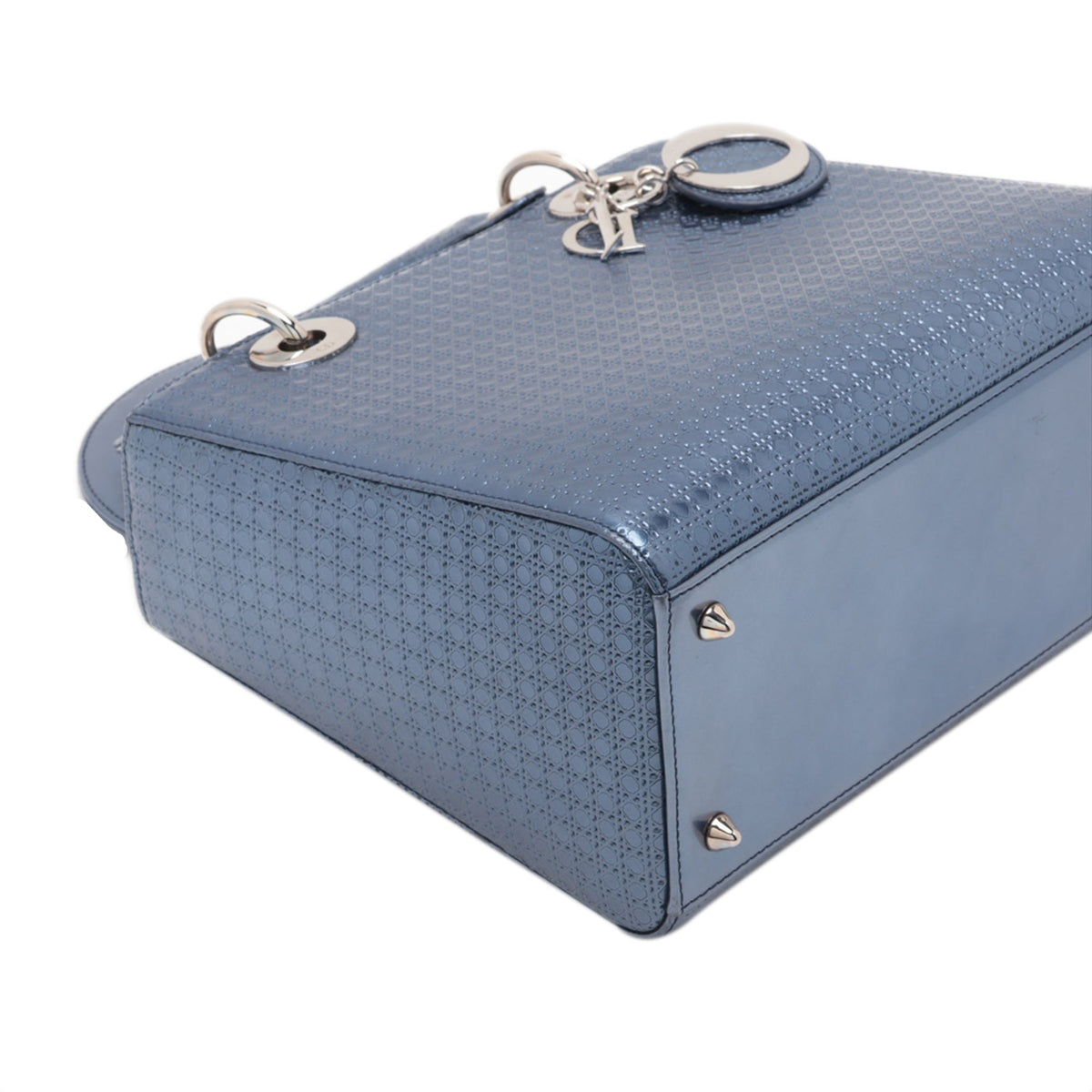 Dior Medium Metallic Patent Microcannage Lady Dior — Blue