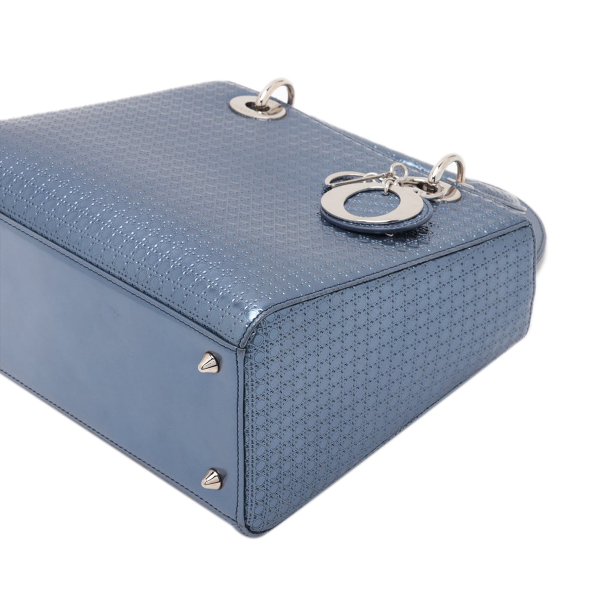 Dior Medium Metallic Patent Microcannage Lady Dior — Blue