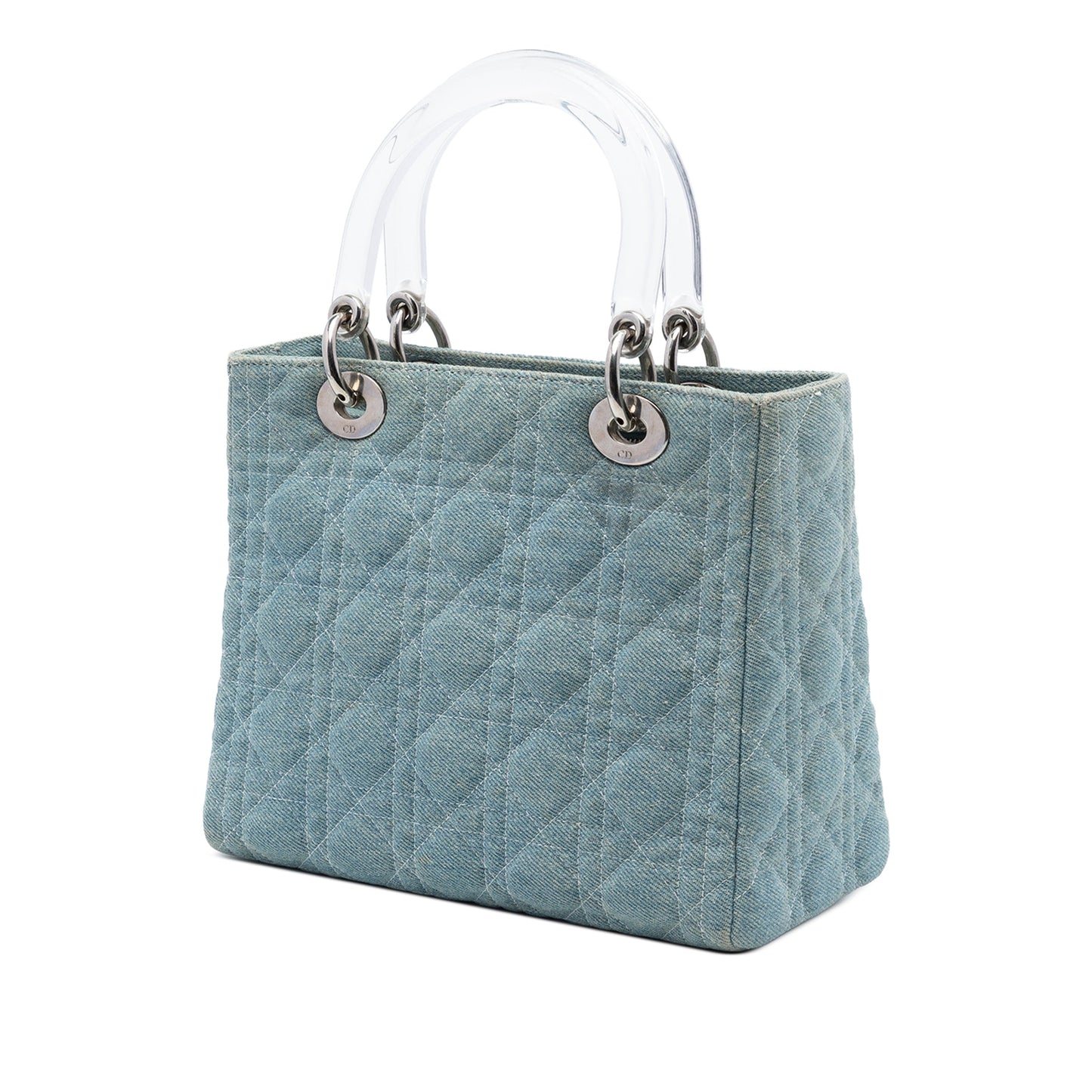 Dior Medium Denim Cannage Acrylic Handles Lady Dior