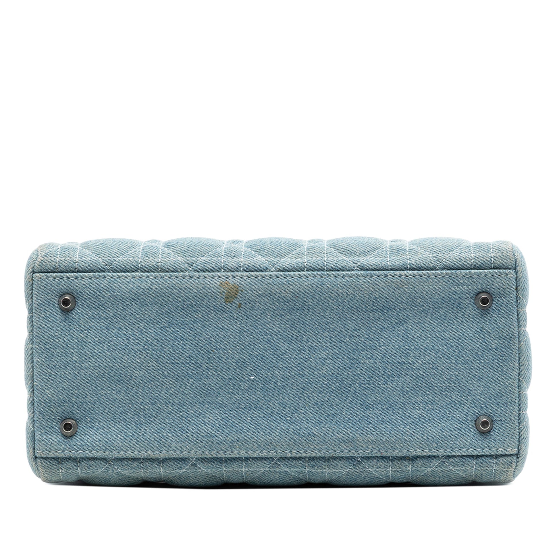 Dior Medium Denim Cannage Acrylic Handles Lady Dior