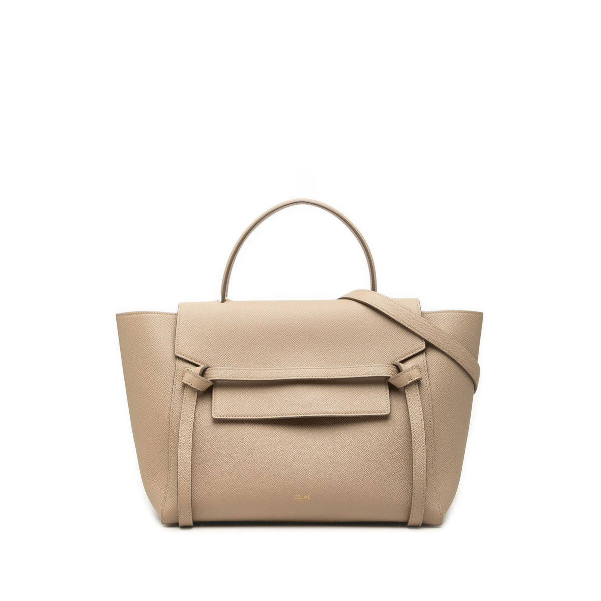 Celine Mini Grained Calfskin Belt Bag — Beige