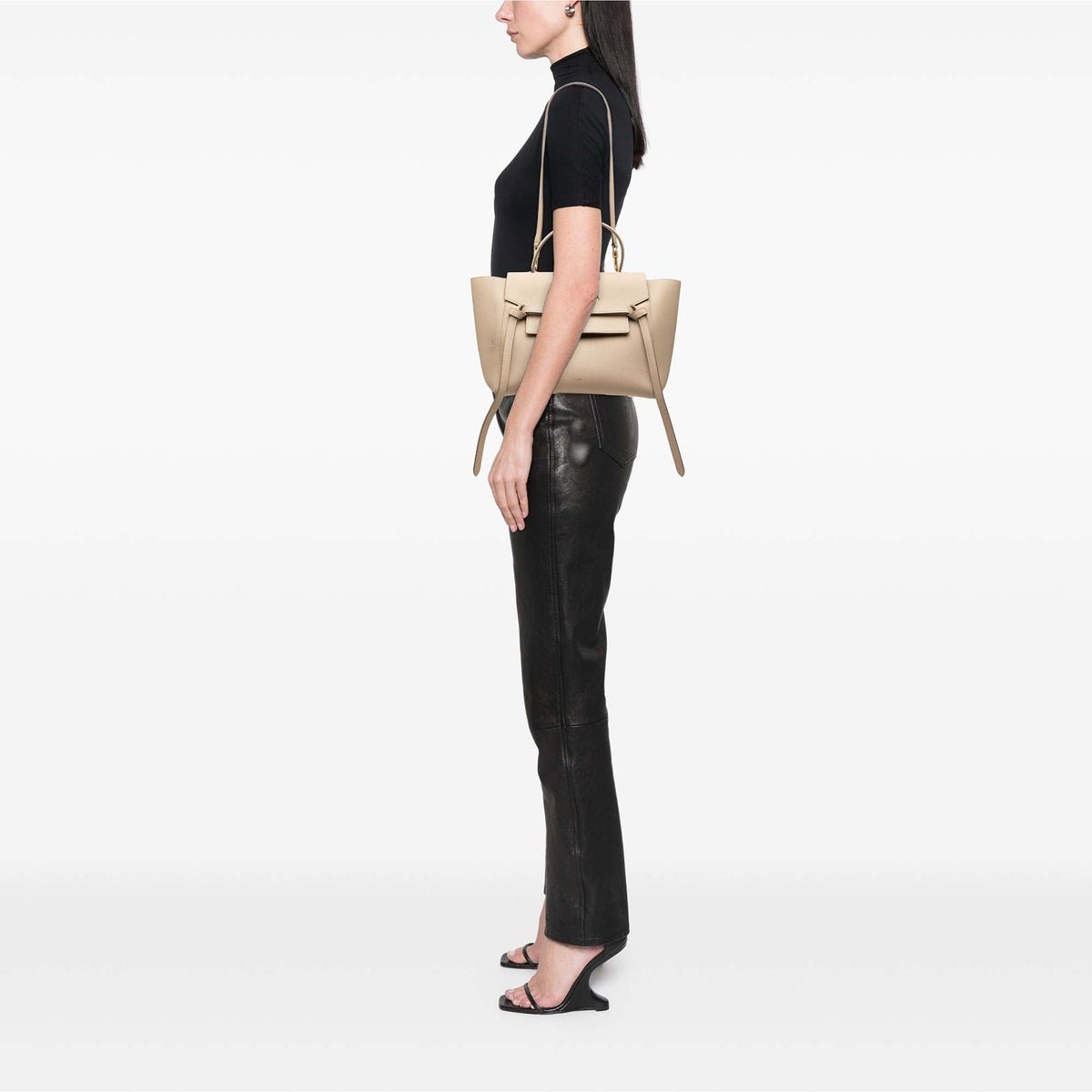 Celine Mini Grained Calfskin Belt Bag — Beige