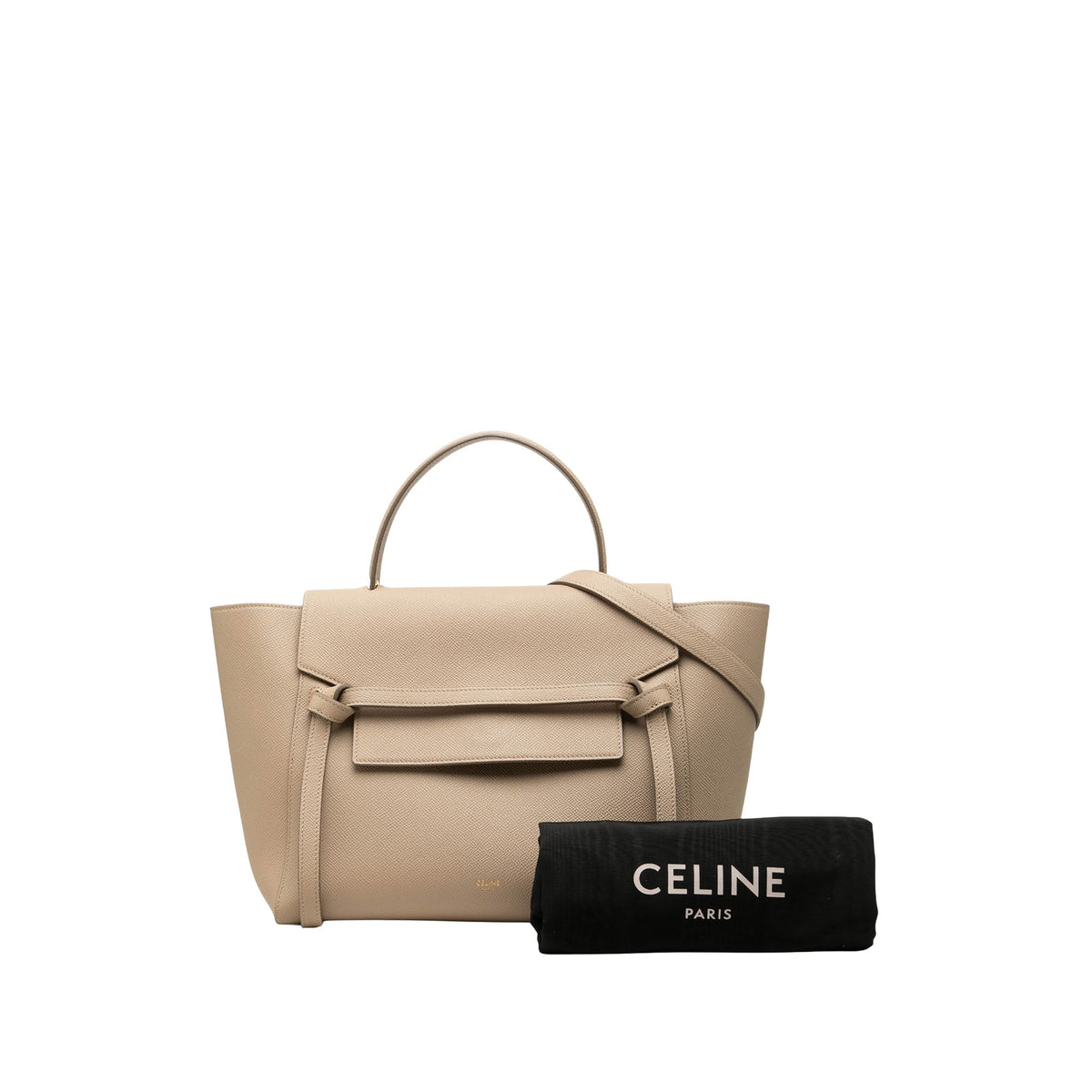 Celine Mini Grained Calfskin Belt Bag — Beige