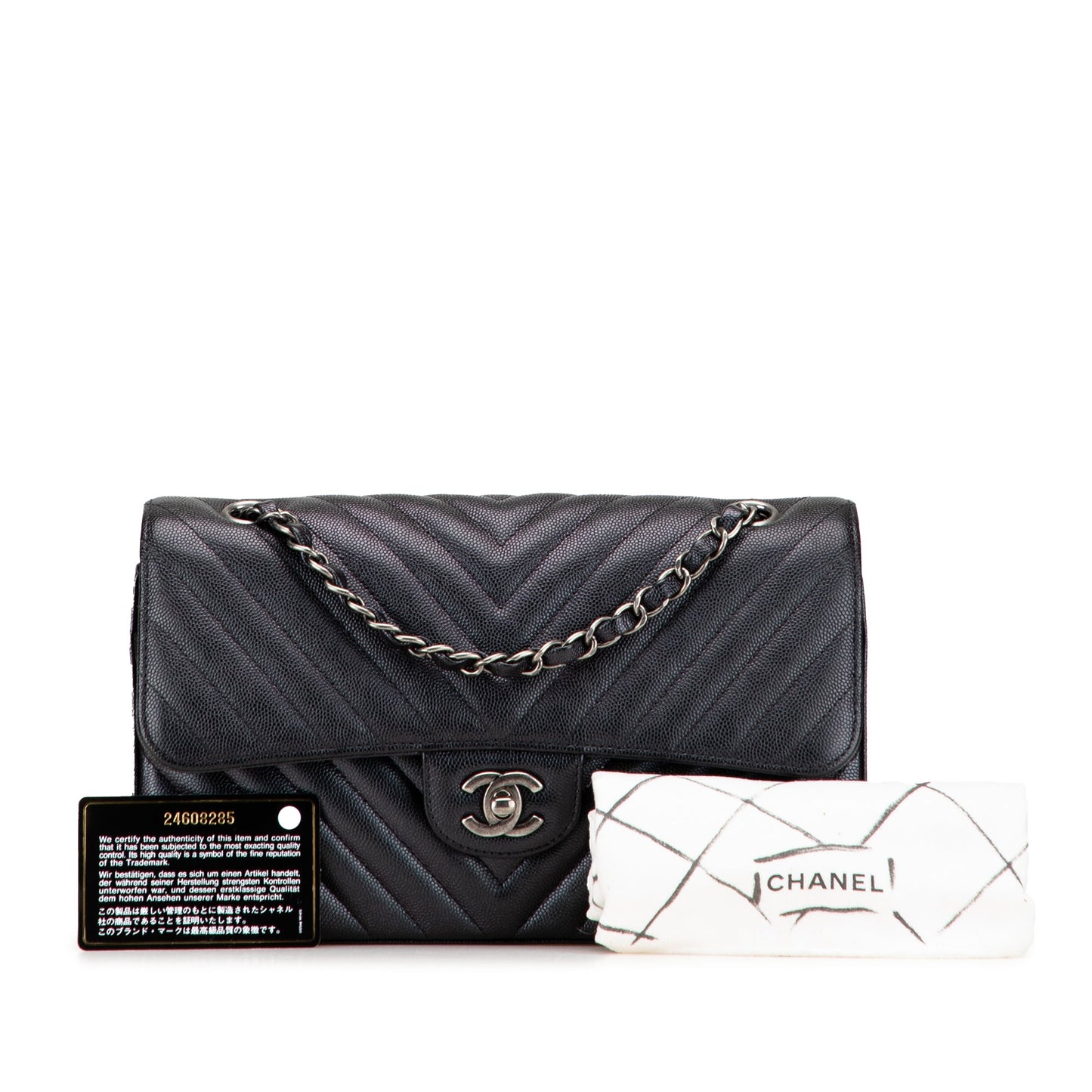Chanel Medium Classic Chevron Caviar Double Flap