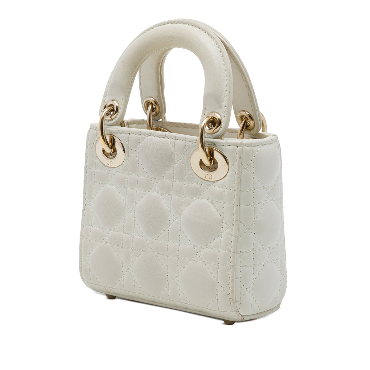 Dior Micro Lambskin Cannage Lady Dior — White