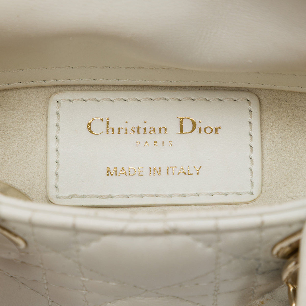 Dior Micro Lambskin Cannage Lady Dior — White
