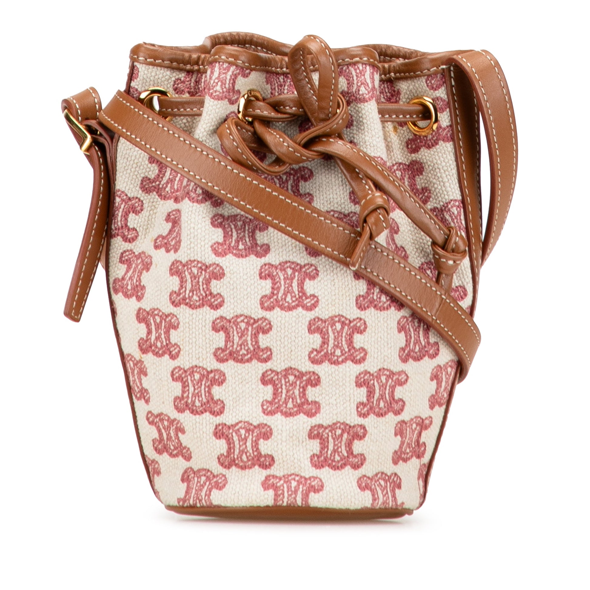 Celine Micro Triomphe Embroidered Canvas Drawstring Bucket Bag