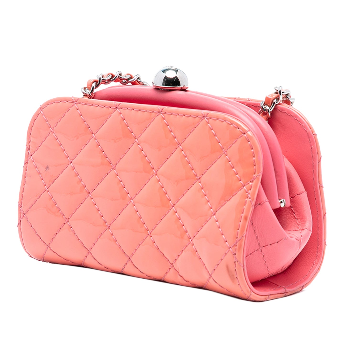 Chanel CC Quilted Patent Frame Clutch with Chain