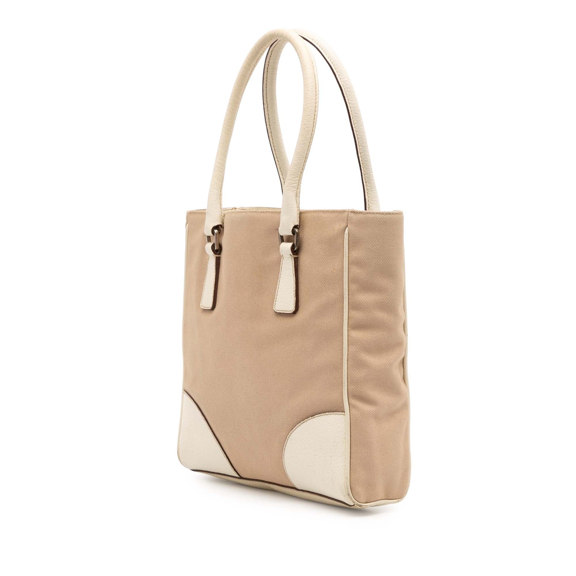 Prada Cinghiale Trimmed Canvas Canapa Tote