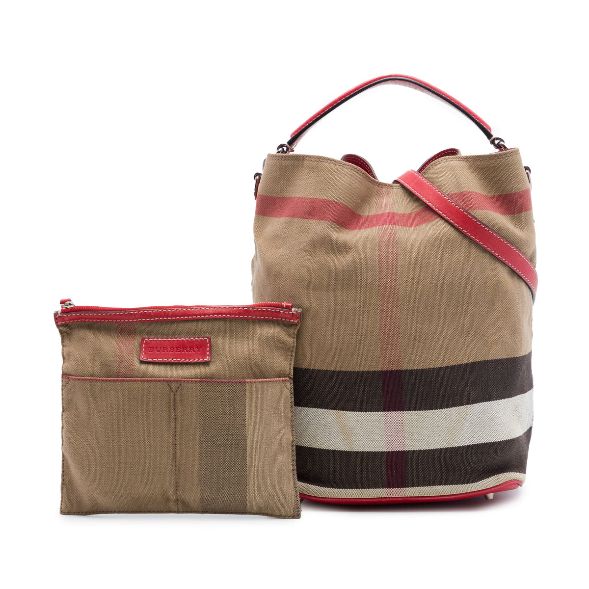 Burberry Medium Mega Check Canvas Ashby Bucket Bag