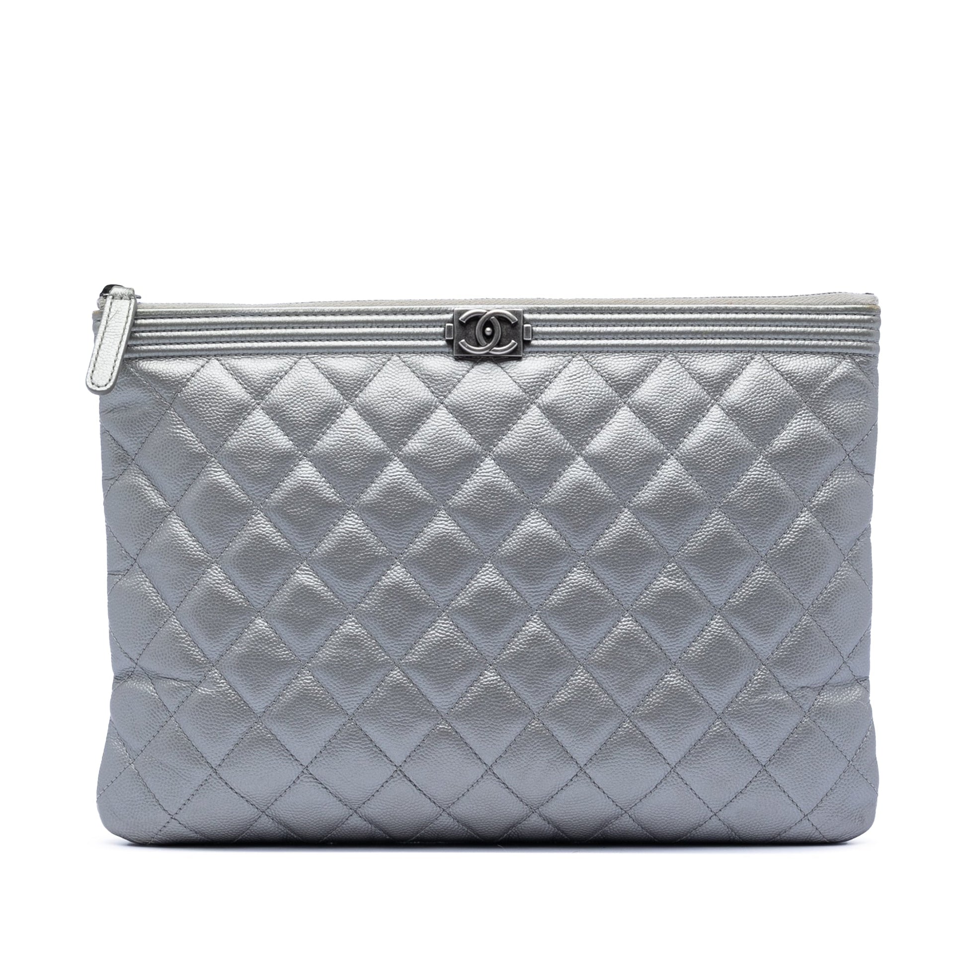 Chanel Medium Quilted Caviar Boy O Case Clutch