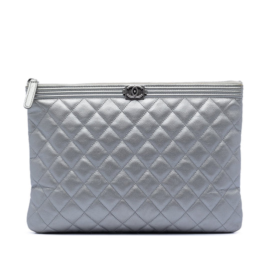Chanel Medium Quilted Caviar Boy O Case Clutch
