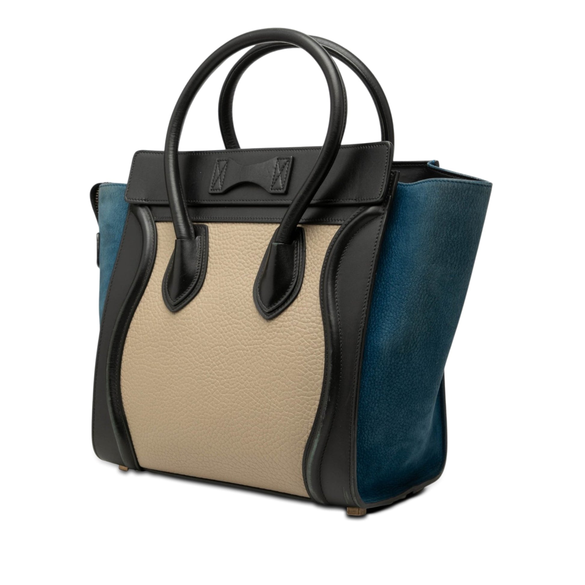 Celine Micro Tricolor Calfskin and Nubuck Luggage Tote