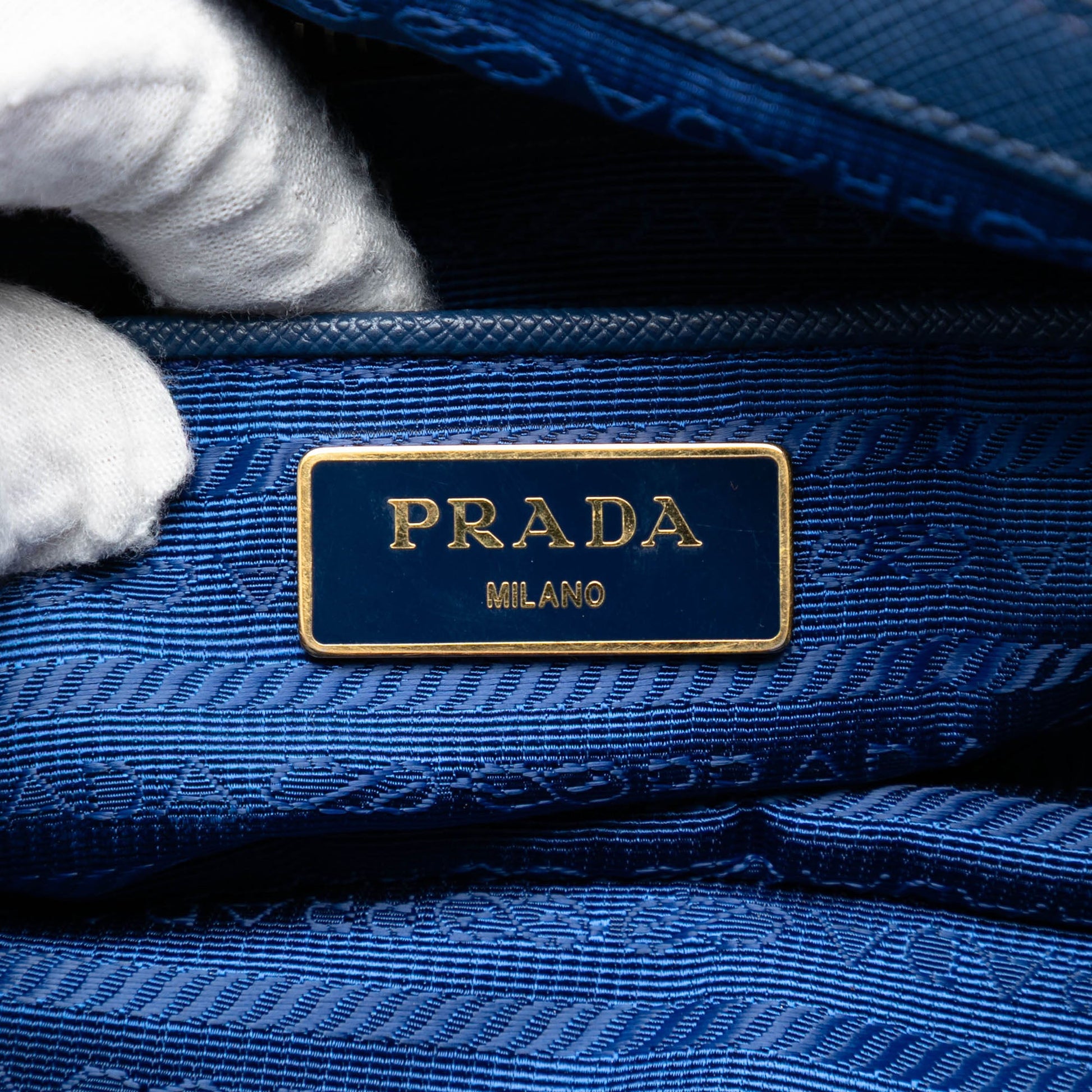 Prada Saffiano Trimmed Tessuto Satchel