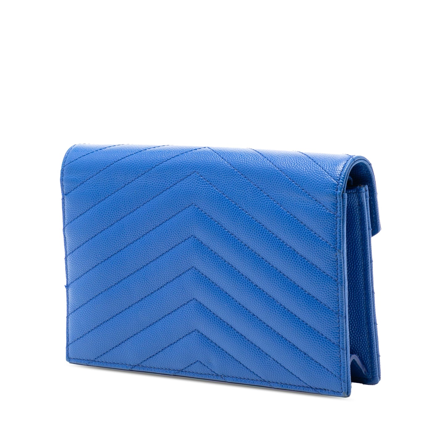 Saint Laurent Grain De Poudre Chevron Monogram Envelope Chain Wallet
