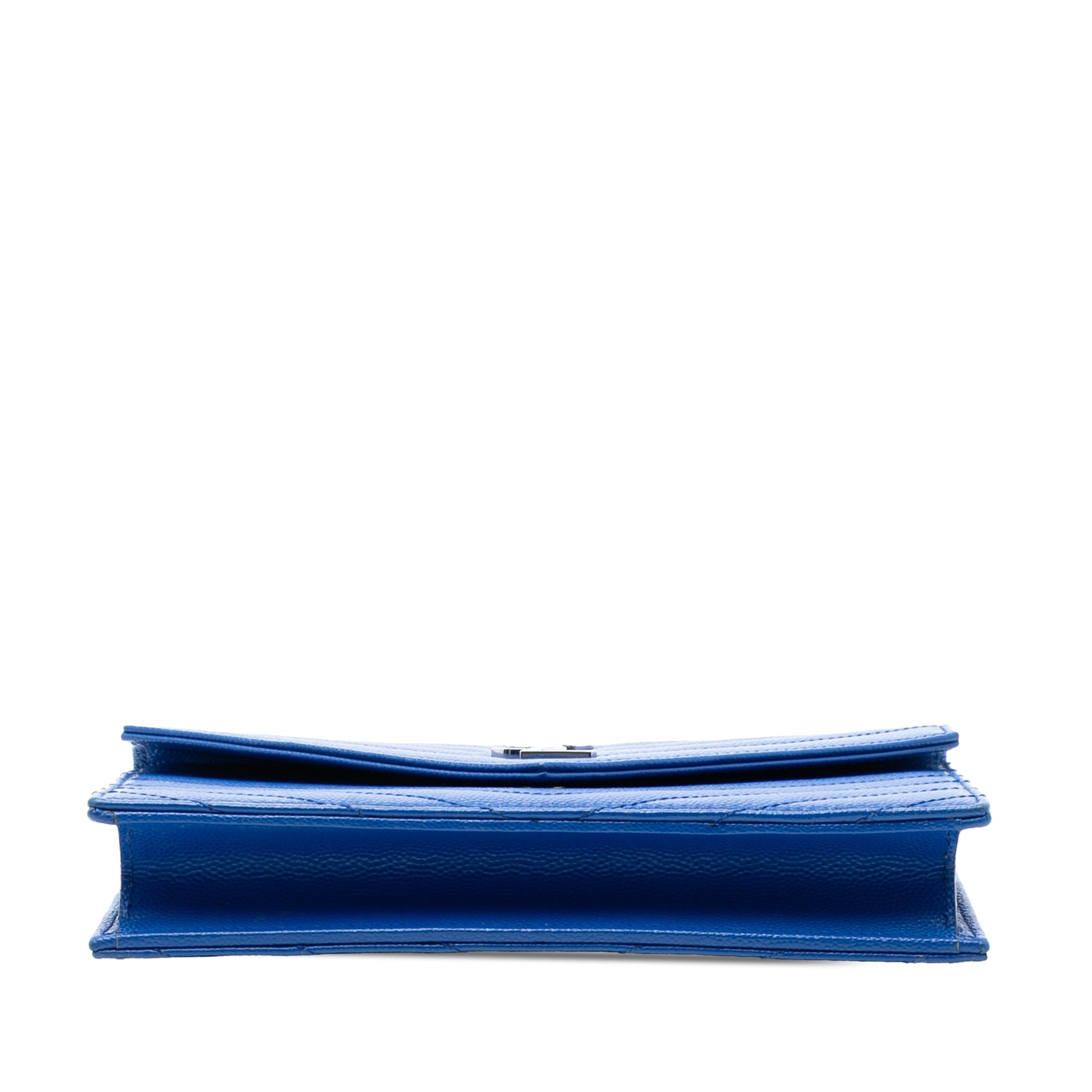Saint Laurent Grain De Poudre Chevron Monogram Envelope Chain Wallet