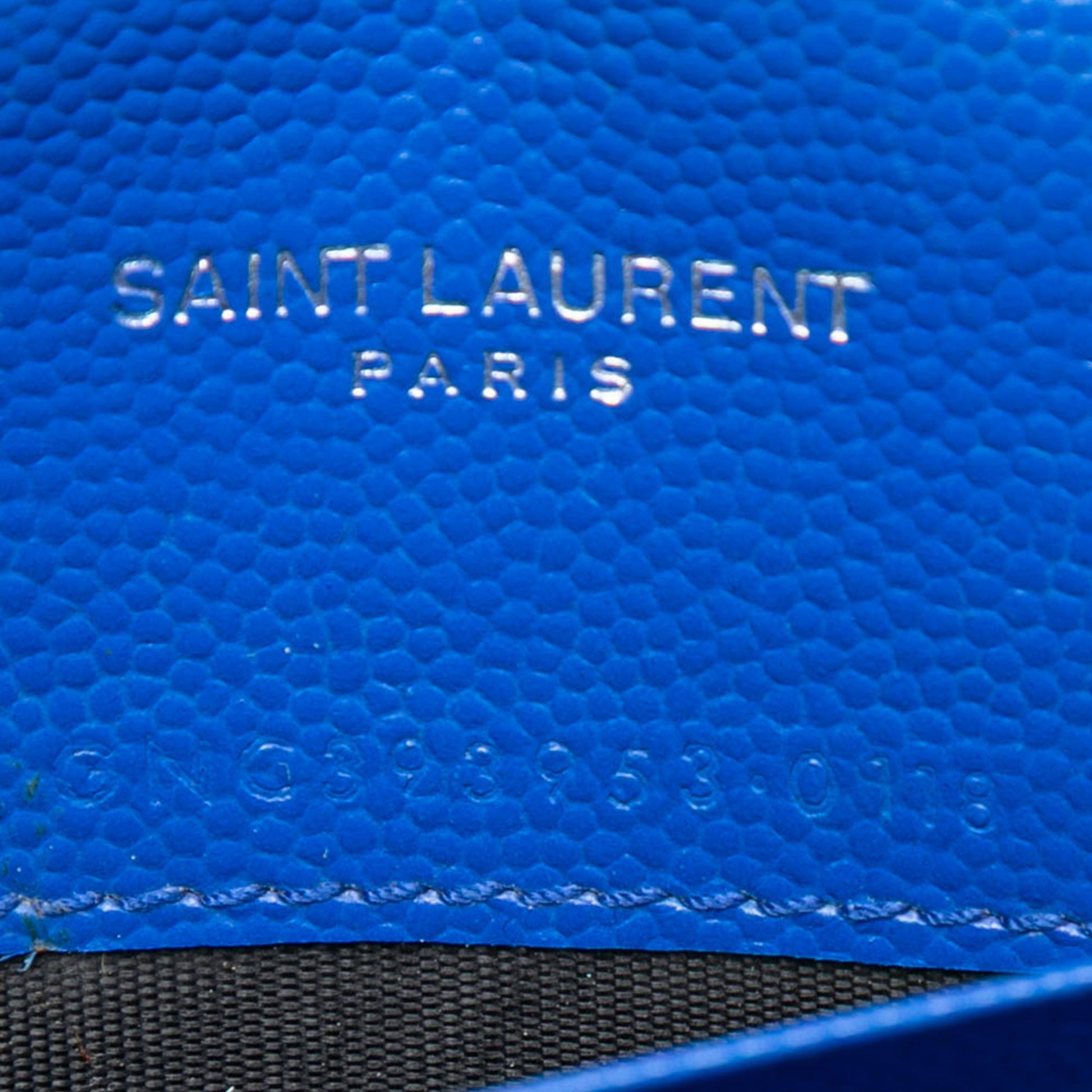 Saint Laurent Grain De Poudre Chevron Monogram Envelope Chain Wallet
