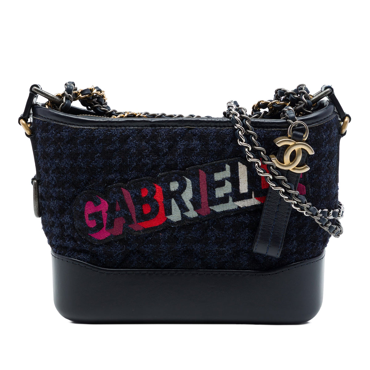 Chanel Small Tweed and Lambskin Embroidered Gabrielle Crossbody — Blue
