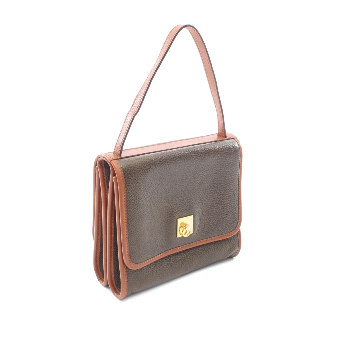Celine Bicolor Leather Shoulder Bag — Brown