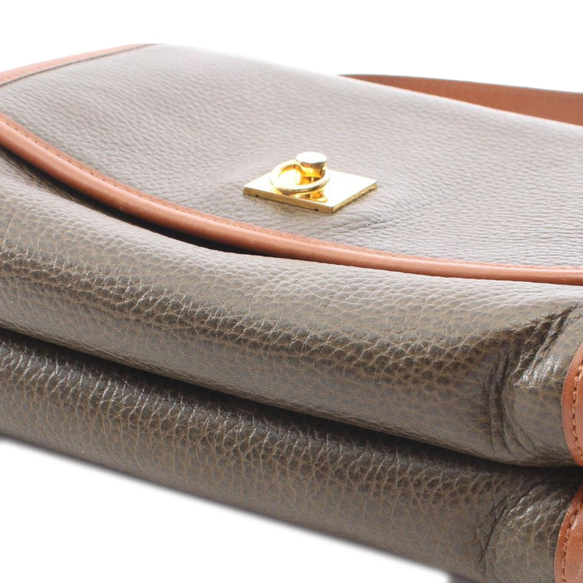 Celine Bicolor Leather Shoulder Bag — Brown