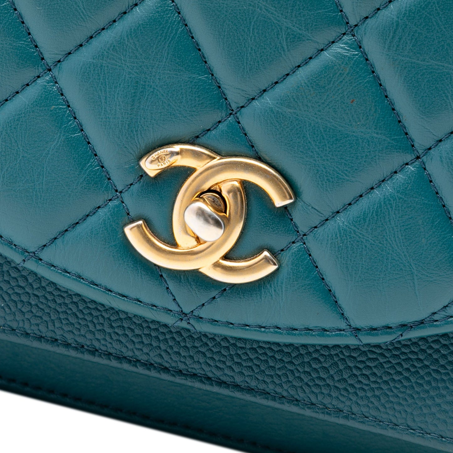 Mini Quilted Calfskin and Caviar Chain Handle Flap