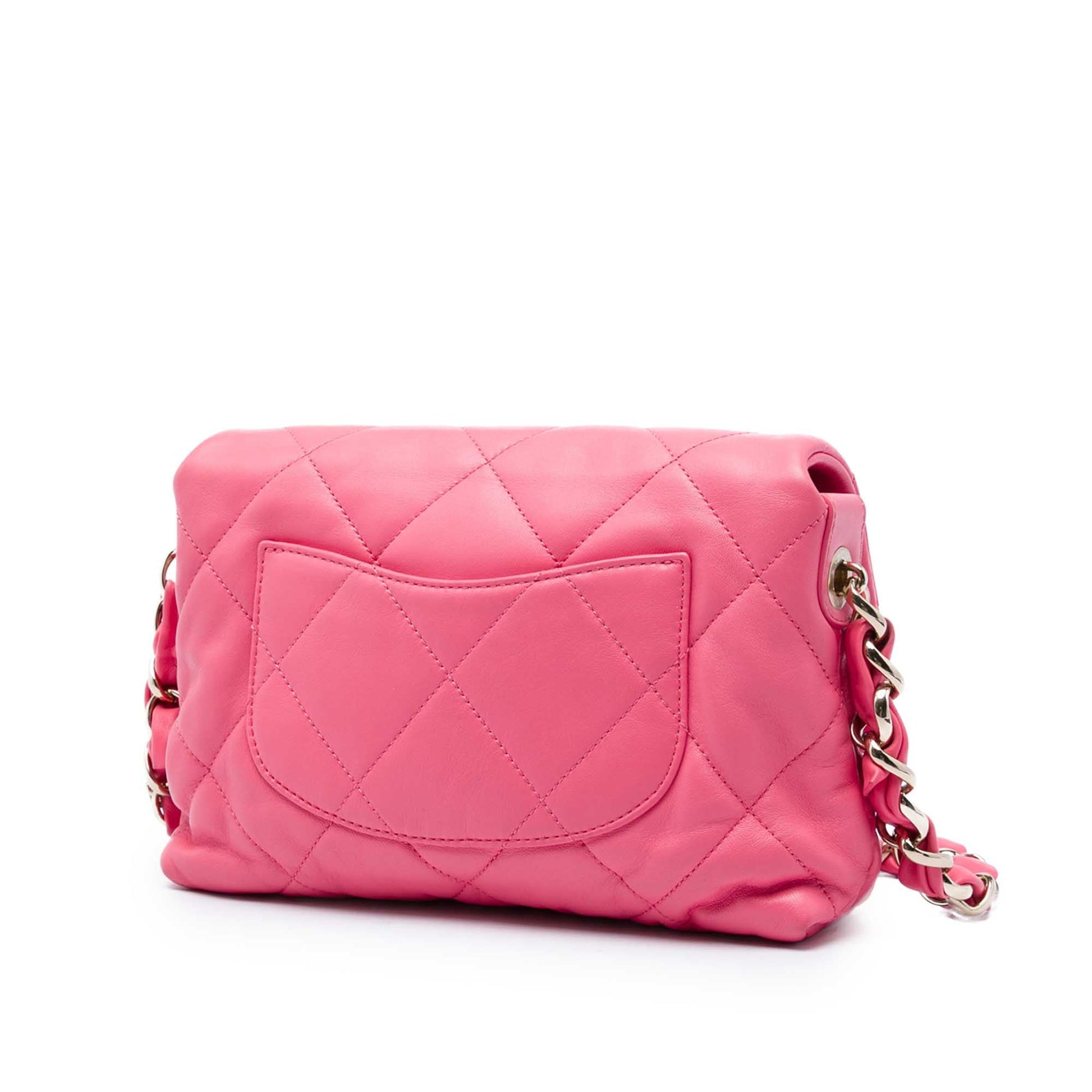 Chanel Small Quilted Lambskin Logo Chain Strap Flap
