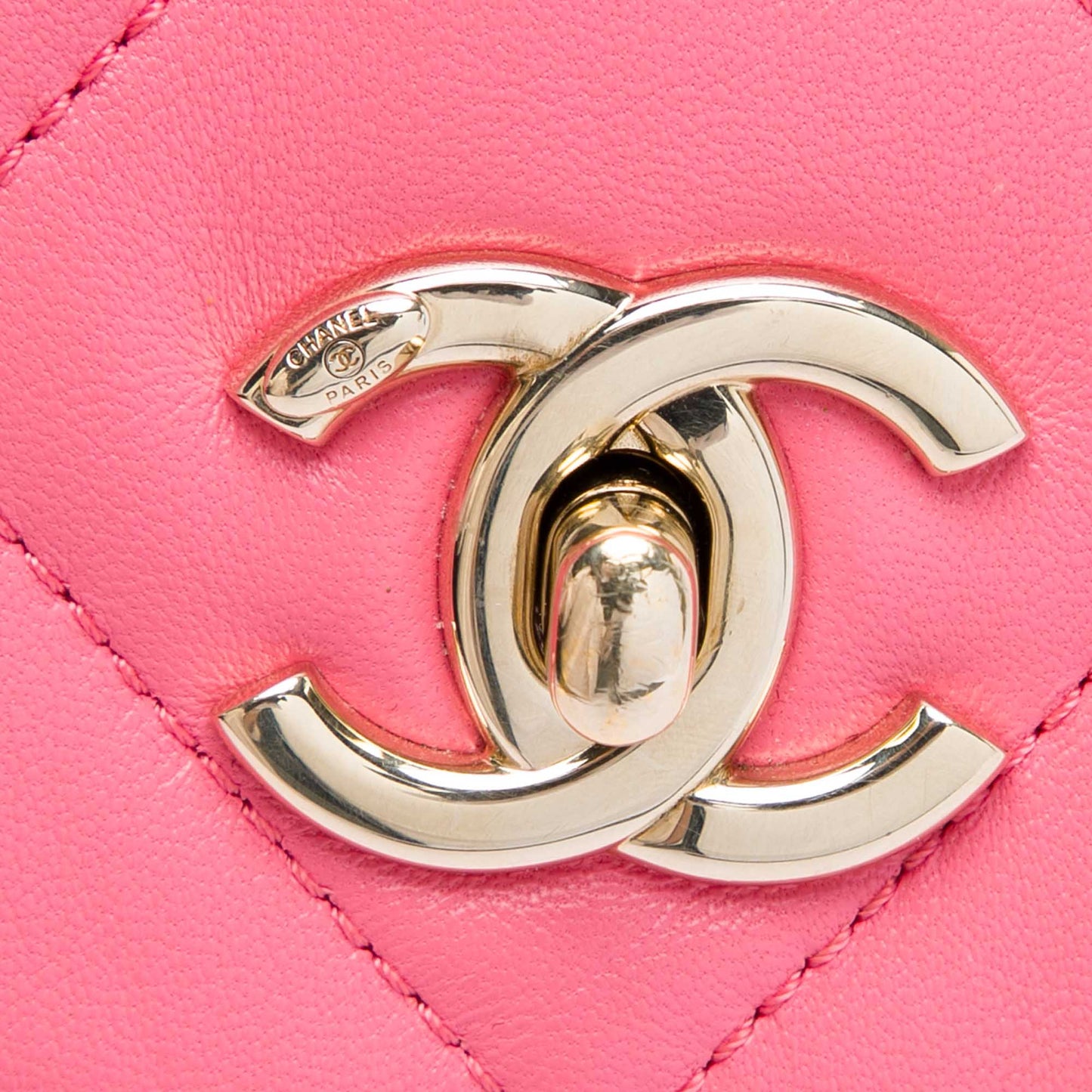 Chanel Small Quilted Lambskin Logo Chain Strap Flap