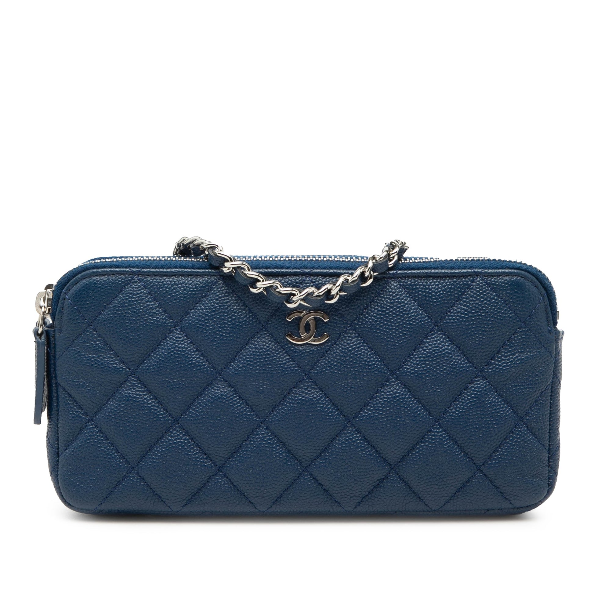 Small Quilted Caviar Clutch With Chain