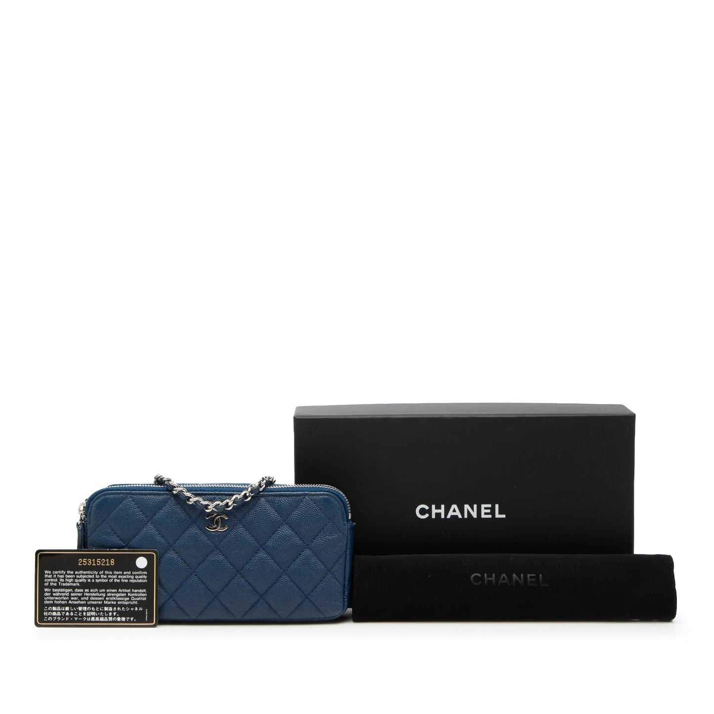 Small Quilted Caviar Clutch With Chain