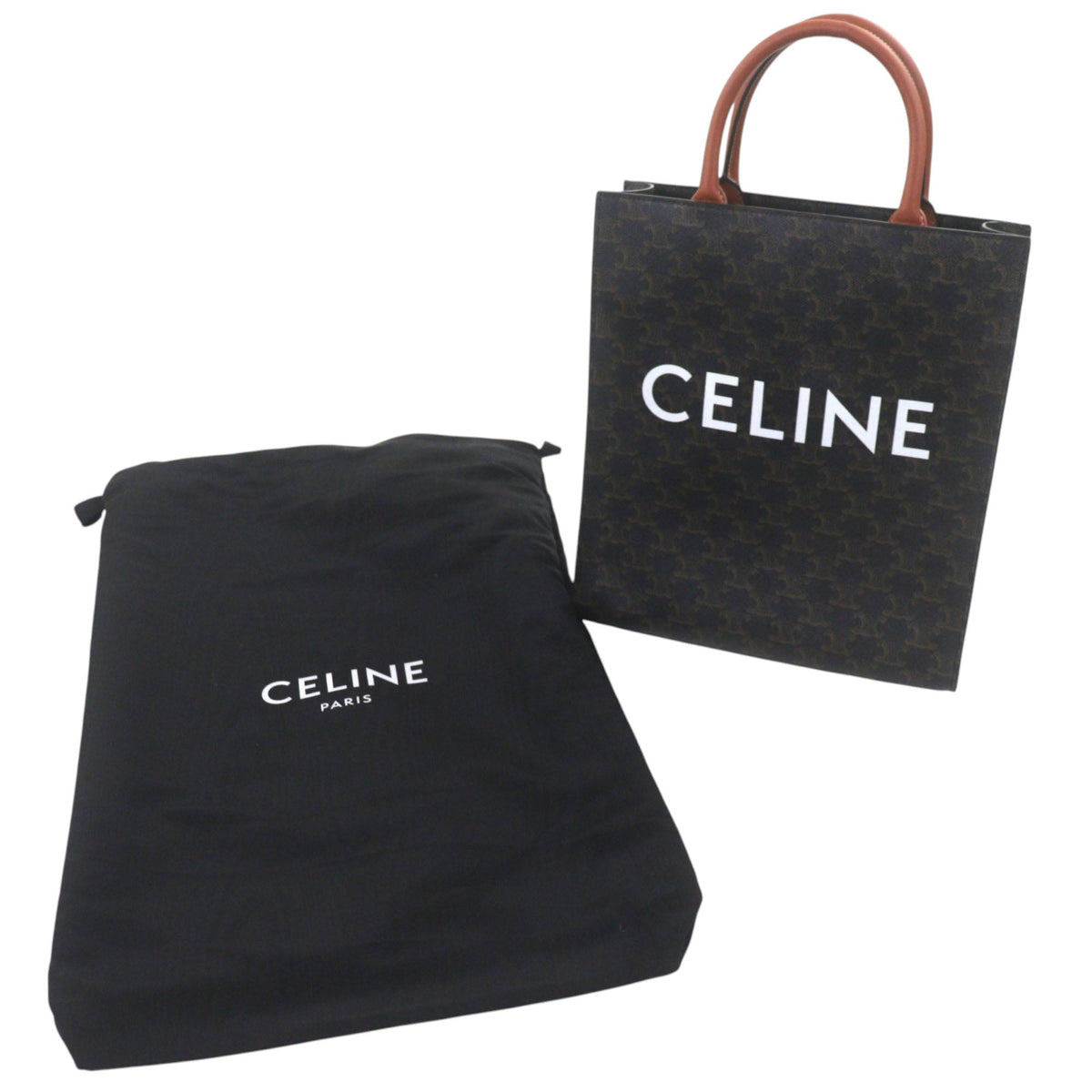 Celine Small Triomphe Coated Canvas Vertical Cabas Tote