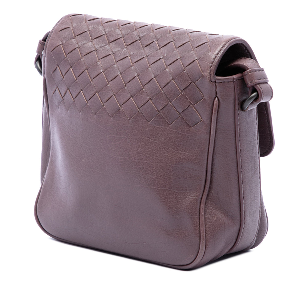 Bottega Veneta Mini Nappa Intrecciato Flap Crossbody — Purple