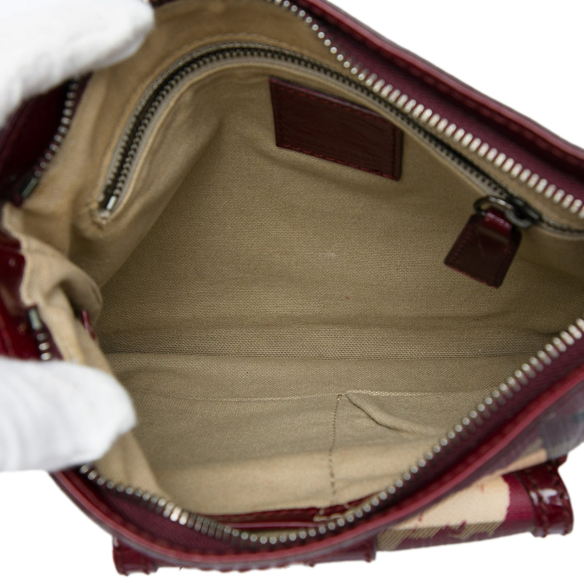 Burberry House Check Coated Canvas Hearts Crossbody — Red